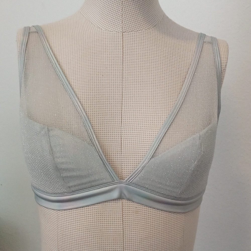 Silvery mesh and satin  bra medium